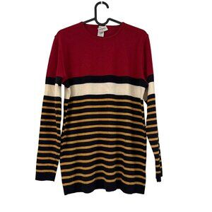 Rodier Paris Wool Blend Colorblock Striped Crewneck Sweater Womens Size Large